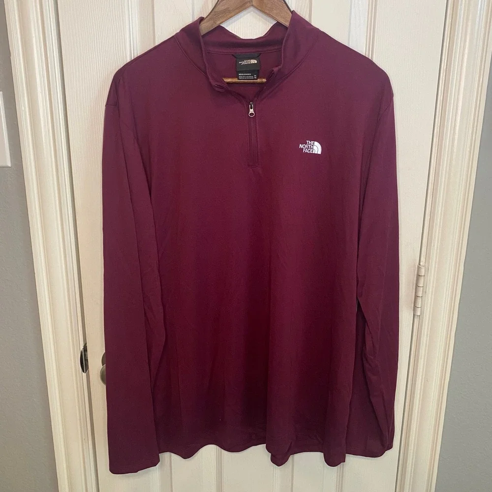 The North Face Mens XL Burgundy Maroon Quarter Zip Pullover Long Sleeve Top